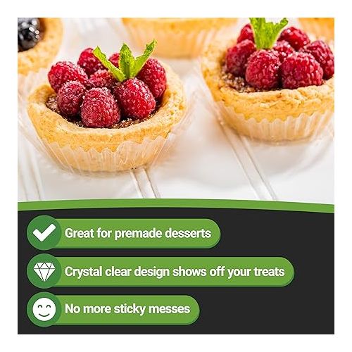  Restaurantware 2 Ounce Mini Cupcake Liners 200 Greaseproof Mini Muffin Papers - Disposable Peel Off Clear Plastic Clear Cupcake Wrappers For Desserts or Foods For Weddings Birthday Parties