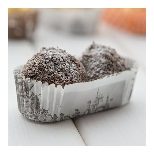  Restaurantware Panificio Premium 3-In Baking Cups:Regular-Ridged Elliptical Paper Baking Cups Perfect for Muffins,Cupcakes or Mini Snacks-Black & White Press Print Design-Disposable,Recyclable-200-CT