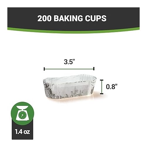  Restaurantware Panificio Premium 3-In Baking Cups:Regular-Ridged Elliptical Paper Baking Cups Perfect for Muffins,Cupcakes or Mini Snacks-Black & White Press Print Design-Disposable,Recyclable-200-CT