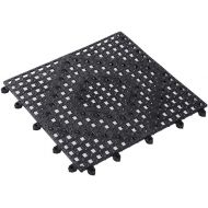 Restaurantware Bar Lux 12 x 12 Inch Bar Spill Mat, 10 Interlocking Bar Service Mat - Diamond Cutouts, Washable, Black Rubber Bartender Mat, Flexible, for Glassware