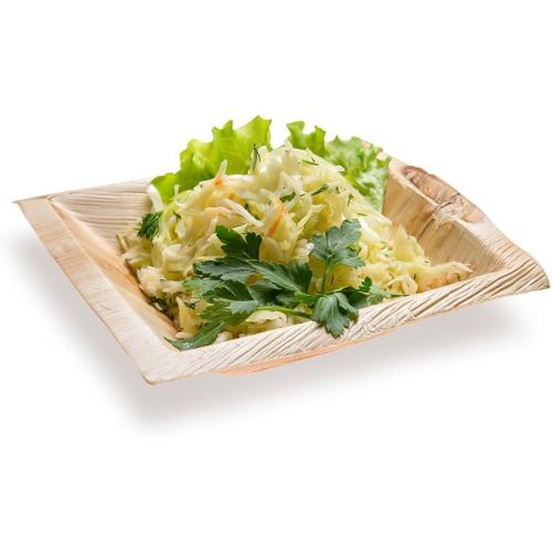  Palm Leaf Bowl, Square Palm Leaf Bowl - Palm Salad Bowl, Organic Biodegradable Leaf Bowl - 7 Inch, 12 Ounce - 100ct Box - Restaurantware