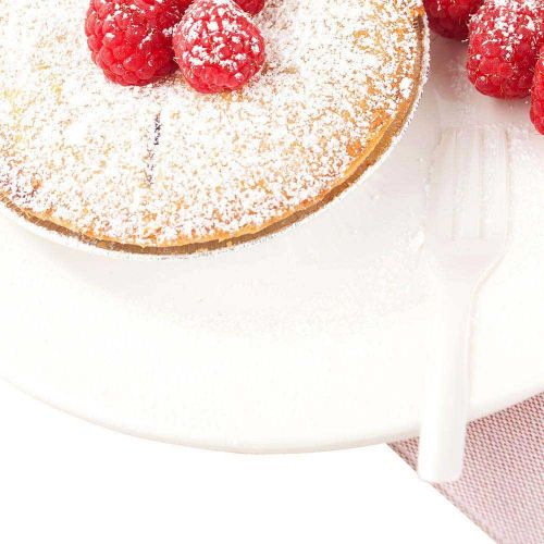  Cake Fork, Pastry Fork, Knife Edge Fork - Pearl White Disposable Fork, 3 Prong, 1 Prong with a Knife Edge - Perfect for Serving Cakes - 4 - Plastic - 500ct Box - Restaurantware