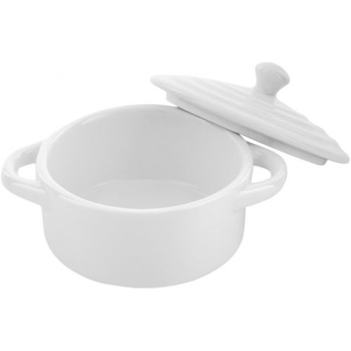  Porcelain Cocotte - Mini Round Cocotte 4.3 Inches - 3 oz - 10ct Box - Restaurantware, White