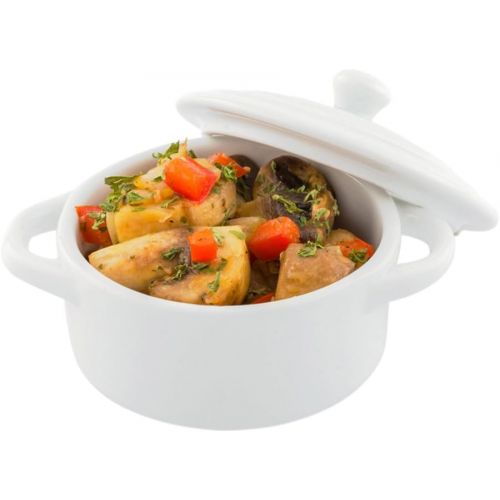  Porcelain Cocotte - Mini Round Cocotte 4.3 Inches - 3 oz - 10ct Box - Restaurantware, White