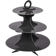 3 Tier Cardboard Cupcake Stand - Black with White Polka Dots - Cupcake Holder - Pastry Display - 13 1/2 x 13 1/2 x 14 - 1ct Box - Pastry Tek - Restaurantware