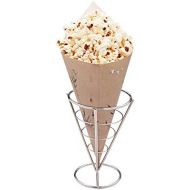 Conetek 10-Inch Eco-Friendly Finger Food Cones: Perfect for Appetizers - Food-Safe Paper Cone with Bamboo Print Styling - Disposable and Recyclable - 100-CT - Restaurantware