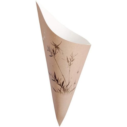  Conetek 10-Inch Eco-Friendly Finger Food Cones: Perfect for Appetizers - Food-Safe Paper Cone with Bamboo Print Styling - Disposable and Recyclable - 100-CT - Restaurantware