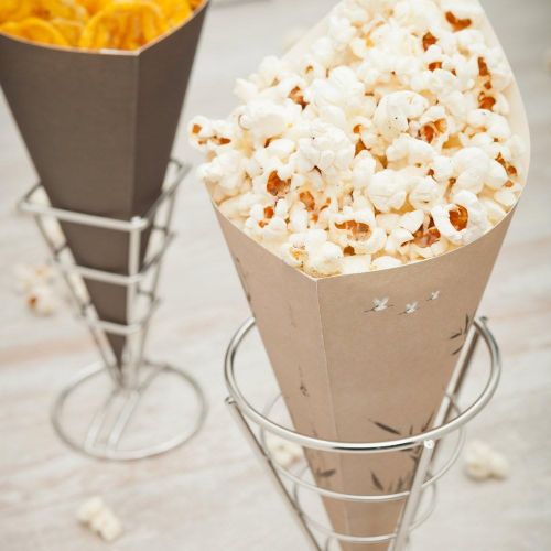  Conetek 10-Inch Eco-Friendly Finger Food Cones: Perfect for Appetizers - Food-Safe Paper Cone with Bamboo Print Styling - Disposable and Recyclable - 100-CT - Restaurantware