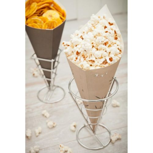  Conetek 10-Inch Eco-Friendly Finger Food Cones: Perfect for Appetizers - Food-Safe Paper Cone with Bamboo Print Styling - Disposable and Recyclable - 100-CT - Restaurantware