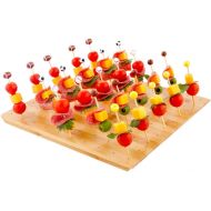 Restaurantware 12-IN Square Bamboo Food Skewer Holder: Perfect for Cocktail Parties and Catering Events - Biodegradable and Eco-Friendly Pick Stand and Food Display - 100-holes - 1-CT - Restauran