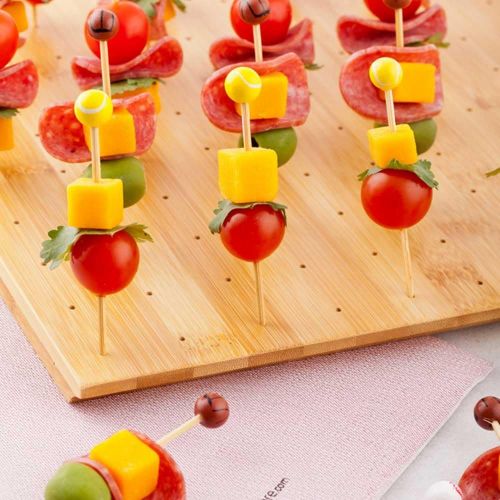  Restaurantware 12-IN Square Bamboo Food Skewer Holder: Perfect for Cocktail Parties and Catering Events - Biodegradable and Eco-Friendly Pick Stand and Food Display - 100-holes - 1-CT - Restauran