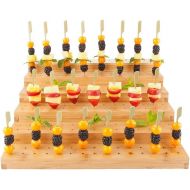 Restaurantware Multi Level Rectangular Bamboo Food Skewer Holder: Perfect for Cocktail Parties and Catering Events - Six Level Biodegradable Pick Stand and Food Display - 180 Holes - 1-CT - Resta