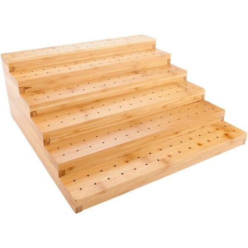  Restaurantware Multi Level Rectangular Bamboo Food Skewer Holder: Perfect for Cocktail Parties and Catering Events - Six Level Biodegradable Pick Stand and Food Display - 180 Holes - 1-CT - Resta