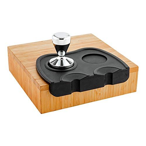  Restpresso Black Silicone Espresso Tamping Mat - Double - 8 1/4 x 5 3/4 x 1 1/2 - 1 count box - Restaurantware