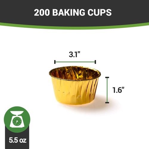  Large 3.4-oz Pleated Baking Cups: Perfect for Muffins, Cupcakes or Mini Snacks - Rose Gold Luxury - Disposable and Recyclable - 200-CT - Restaurantware: Kitchen & Dining