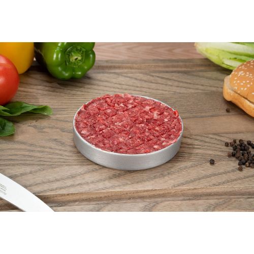  Restaurantware Met Lux 4.4 x 3.5 Inch Burger Press, 1 Non-Stick Hamburger Patty Maker - Heavy-Duty, With Handle, Black Aluminum Hamburger Patty Press, Mold For Meat Patties or Veggie Burgers, Res