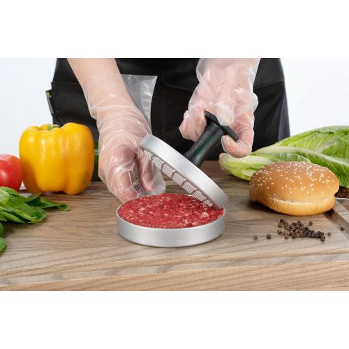  Restaurantware Met Lux 4.4 x 3.5 Inch Burger Press, 1 Non-Stick Hamburger Patty Maker - Heavy-Duty, With Handle, Black Aluminum Hamburger Patty Press, Mold For Meat Patties or Veggie Burgers, Res