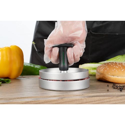  Restaurantware Met Lux 4.4 x 3.5 Inch Burger Press, 1 Non-Stick Hamburger Patty Maker - Heavy-Duty, With Handle, Black Aluminum Hamburger Patty Press, Mold For Meat Patties or Veggie Burgers, Res