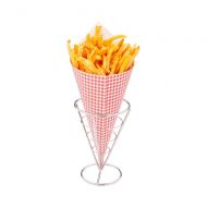 Small Food Cone Holder, Fry Paper Cone Holder, Snack Cone Holder - Stainless Steel - 4 x 4 x 5.5 - 1ct Box - Restaurantware
