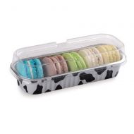 Rectangle Baking Cups with Lids - Rectangular Foil Baking Pan - 6.8 oz - Cow Print - Oven & Freezer Safe - Plastic Lids - 100ct Box - Restaurantware