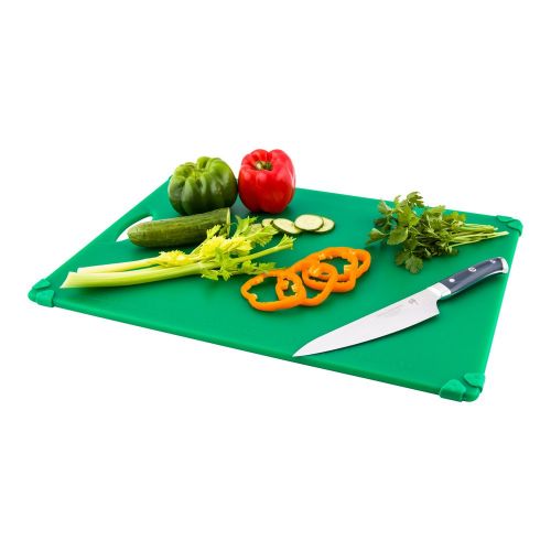  Restaurantware 18 x 24 Green Durable Plastic Cutting Board  Rubber Corner Grips Prevent Slipping  Color-Coded for HACCP Food Safety Compliance  Measurement Markers for Precise Cutting  Dishwa