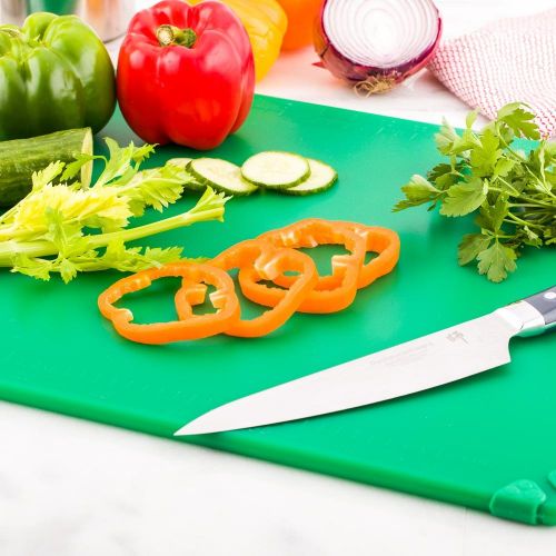  Restaurantware 18 x 24 Green Durable Plastic Cutting Board  Rubber Corner Grips Prevent Slipping  Color-Coded for HACCP Food Safety Compliance  Measurement Markers for Precise Cutting  Dishwa