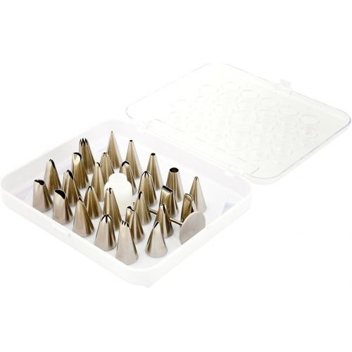  Met Lux Stainless Steel Pastry Tip Set - 26-Piece - 1 count box - Restaurantware