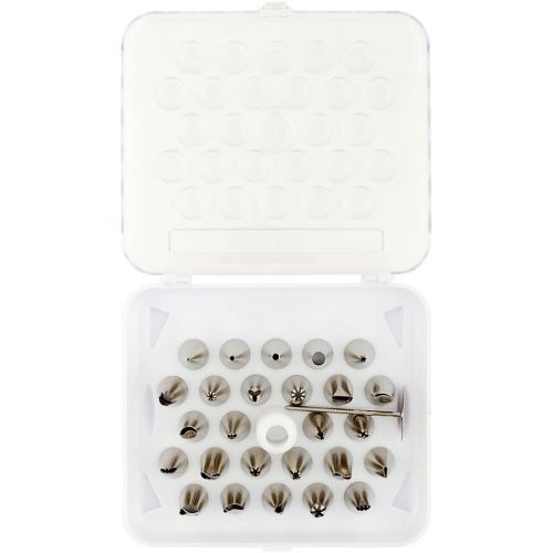  Met Lux Stainless Steel Pastry Tip Set - 26-Piece - 1 count box - Restaurantware