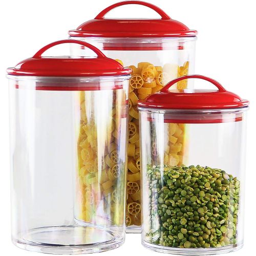  Calypso Basics by Reston Lloyd Acrylic Storage Canisters, Set of 3, Red: Kitchen & Dining