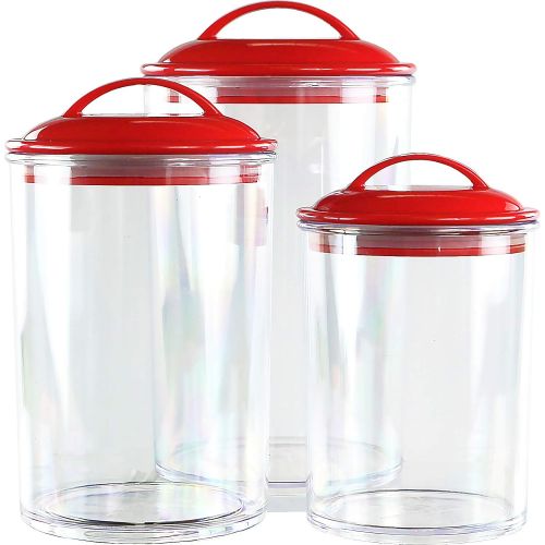  Calypso Basics by Reston Lloyd Acrylic Storage Canisters, Set of 3, Red: Kitchen & Dining