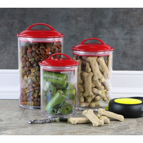 Calypso Basics by Reston Lloyd Acrylic Storage Canisters, Set of 3, Red: Kitchen & Dining
