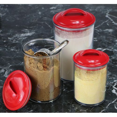  Calypso Basics by Reston Lloyd Acrylic Storage Canisters, Set of 3, Red: Kitchen & Dining