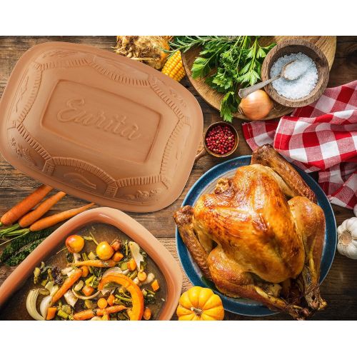  Eurita by Reston Lloyd Clay Cooking Pot/Roaster, All-Natural Cooking, terracotta, 4 quart