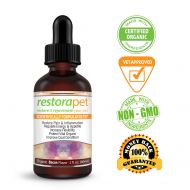 RestoraPet Organic Pet Supplement For Dogs, Cats & Horses | Healthy & Safe Antioxidant Liquid Drops | Anti-Inflammatory Multi-Vitamin | Increases Mobility, Energy & Reduces Joint P