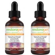 RestoraPet 2 Pack Organic Pet Supplement for Dogs, Cats & Horses | Healthy & Safe Antioxidant Liquid Drops | Anti-Inflammatory Multi-Vitamin | Increases Mobility, Energy & Reduces