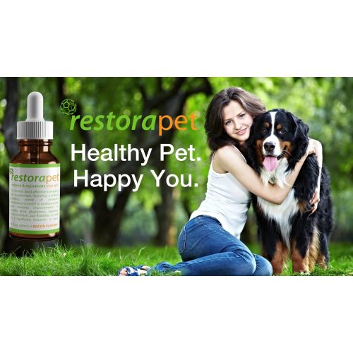  RestoraPet 2 Pack Organic Pet Supplement for Dogs, Cats & Horses | Healthy & Safe Antioxidant Liquid Drops | Anti-Inflammatory Multi-Vitamin | Increases Mobility, Energy & Reduces