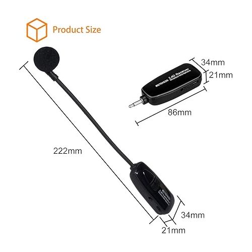  Retekess TT123 Wireless Microphone Headset,2.4G Wireless Headset Mic System,164ft,Headset and Handheld 2 in 1,for Tour Guide,System,Voice Amplifier,Window Speaker,PA System(Incompatible Phone,Laptop)