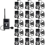 Retekess T130S Upgrade Tour Guide Audio System, New Version of T130, Assisted Listening Devices, 49 Channels, One Key Mute, Translation Equipment for Church(1 Transmitter 15 Receivers)