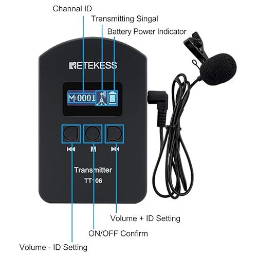  Retekess TT106 Church Translation System, Portable Wireless Tour Guide System, Easy to Clean, Clear Sound Quality, Interpretation System for Churches,Factory (Case of 1 Transmitter and 15 Receivers)