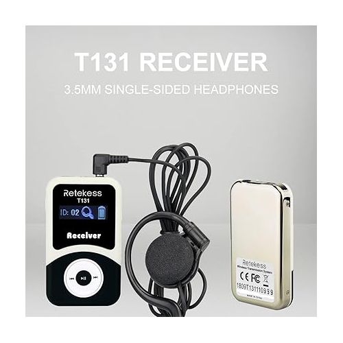  Retekess T130 Church Translation System,Wireless Tour Guide System, Assistive Listening Device, PLL Translation Headset for Simultaneous Interpreting(1 Transmitter 10 Receivers)