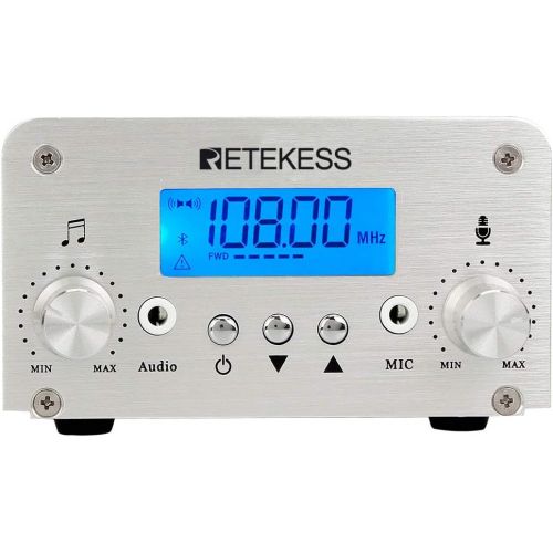  [아마존 핫딜]  [아마존핫딜]Retekess TR502 15W FM Transmitter Long Range Wireless Broadcast Stereo Station 8 Level RF Power Adjustable Support AUX Input USB for Church(Silver)