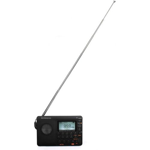  [아마존핫딜][아마존 핫딜] Retekess V115 Portable AM FM Radio with Shortwave Radio MP3 Player Digital Record Support Micro SD TF Card Sleep Timer and Rechargeable Battery(Black)
