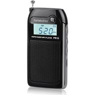 [아마존핫딜][아마존 핫딜] Retekess PR12 Mini AM FM Radio with Speaker Rechargeable Portable Transistor Walkman Pocket DSP MP3 Player Support TF Card Earphone(Black)