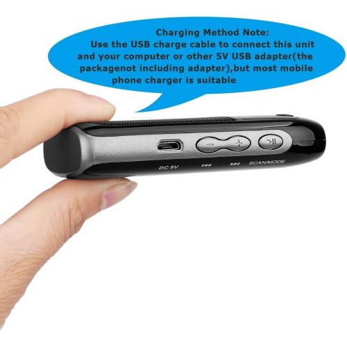  [아마존핫딜][아마존 핫딜] Retekess PR12 Mini AM FM Radio with Speaker Rechargeable Portable Transistor Walkman Pocket DSP MP3 Player Support TF Card Earphone(Black)