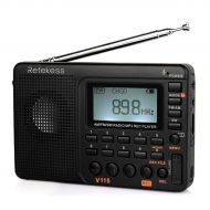 [아마존베스트]Retekess V115 Portable AM FM Radio with Shortwave Radio MP3 Player Digital Record Support Micro SD TF Card Sleep Timer and Rechargeable Battery(Black)