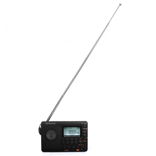  [아마존베스트]Retekess V115 Portable AM FM Radio with Shortwave Radio MP3 Player Digital Record Support Micro SD TF Card Sleep Timer and Rechargeable Battery(Black)