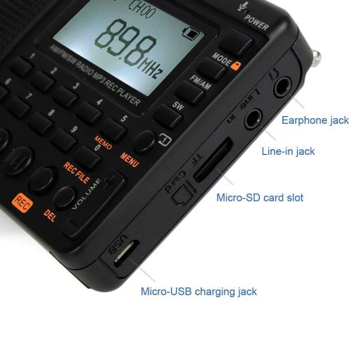  [아마존베스트]Retekess V115 Portable AM FM Radio with Shortwave Radio MP3 Player Digital Record Support Micro SD TF Card Sleep Timer and Rechargeable Battery(Black)