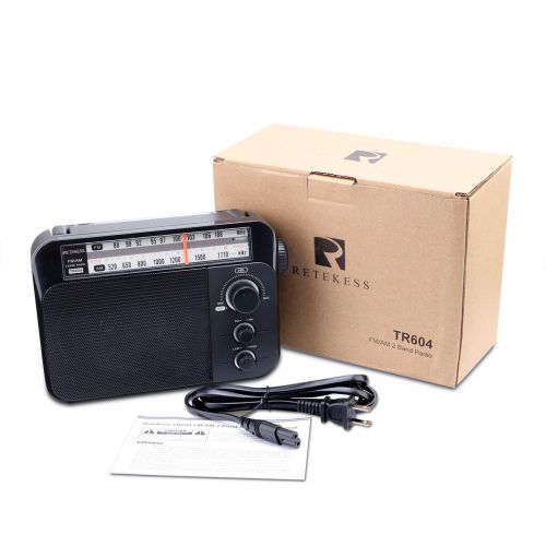  [아마존베스트]Retekess TR604 AM FM Radio Portable Transistor Analog Radio with 3.5mm Earphone Jack Battery Operated by 3 D Cell Batteries or AC Power(Black)