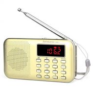 [아마존베스트]Retekess PR11 AM FM Radio Portable Rechargeable Transistor Radios Small with Headphone Jack MP3 Music Player Speaker Support Micro TF Card (Gold)