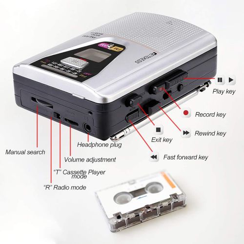  [아마존베스트]Retekess TR620 Cassette Player, Walkman Tape Player, AM FM Cassette Player with Auto Reverse, Support Recording, Fast Forward and Rewind(Silver)